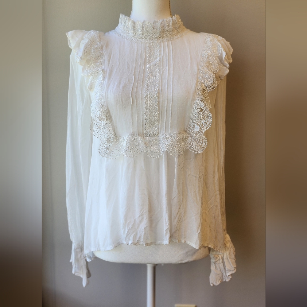 Anthropologie Cream Lace Blouse